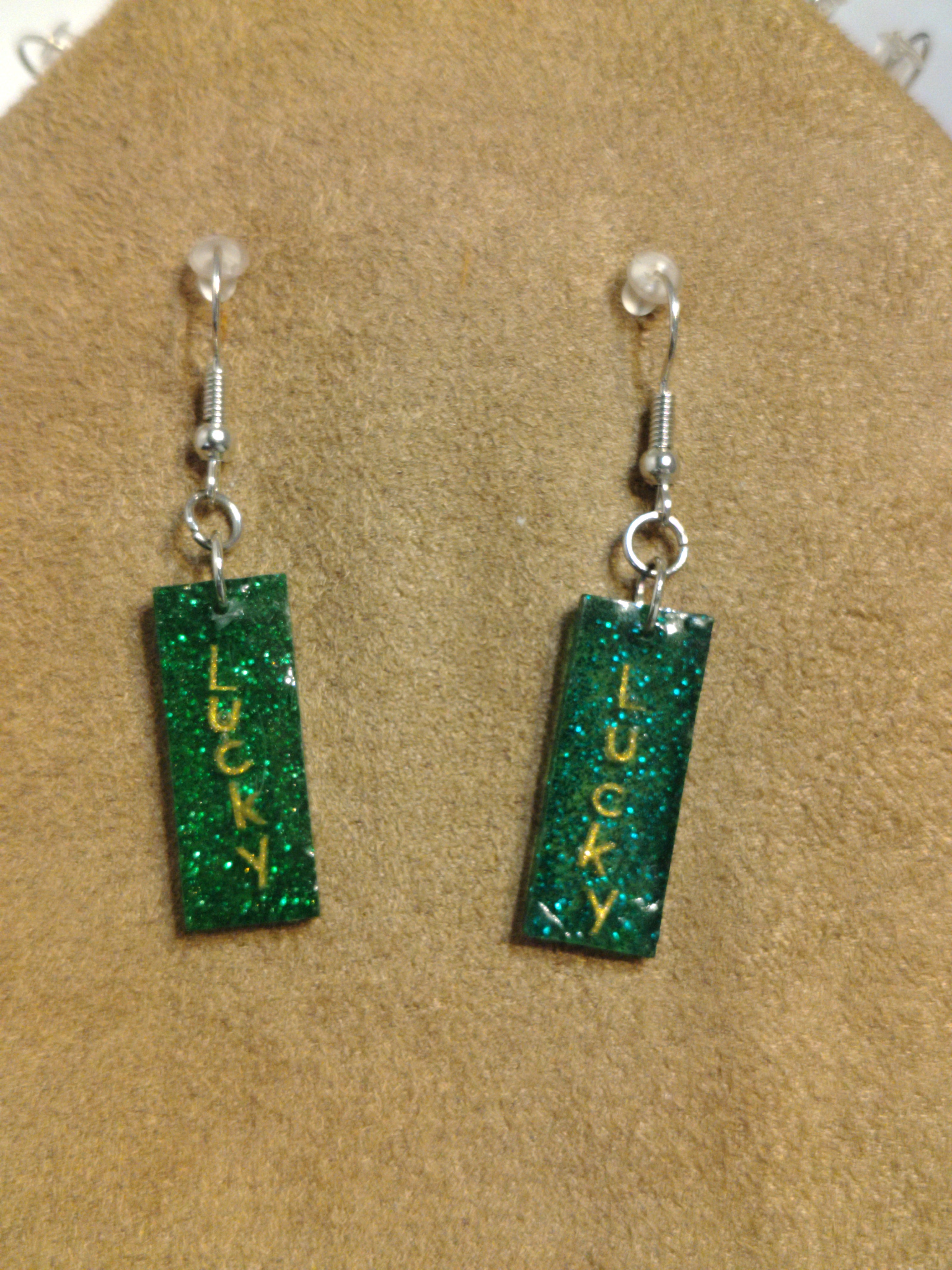 St Patrick's Day glitter earrings